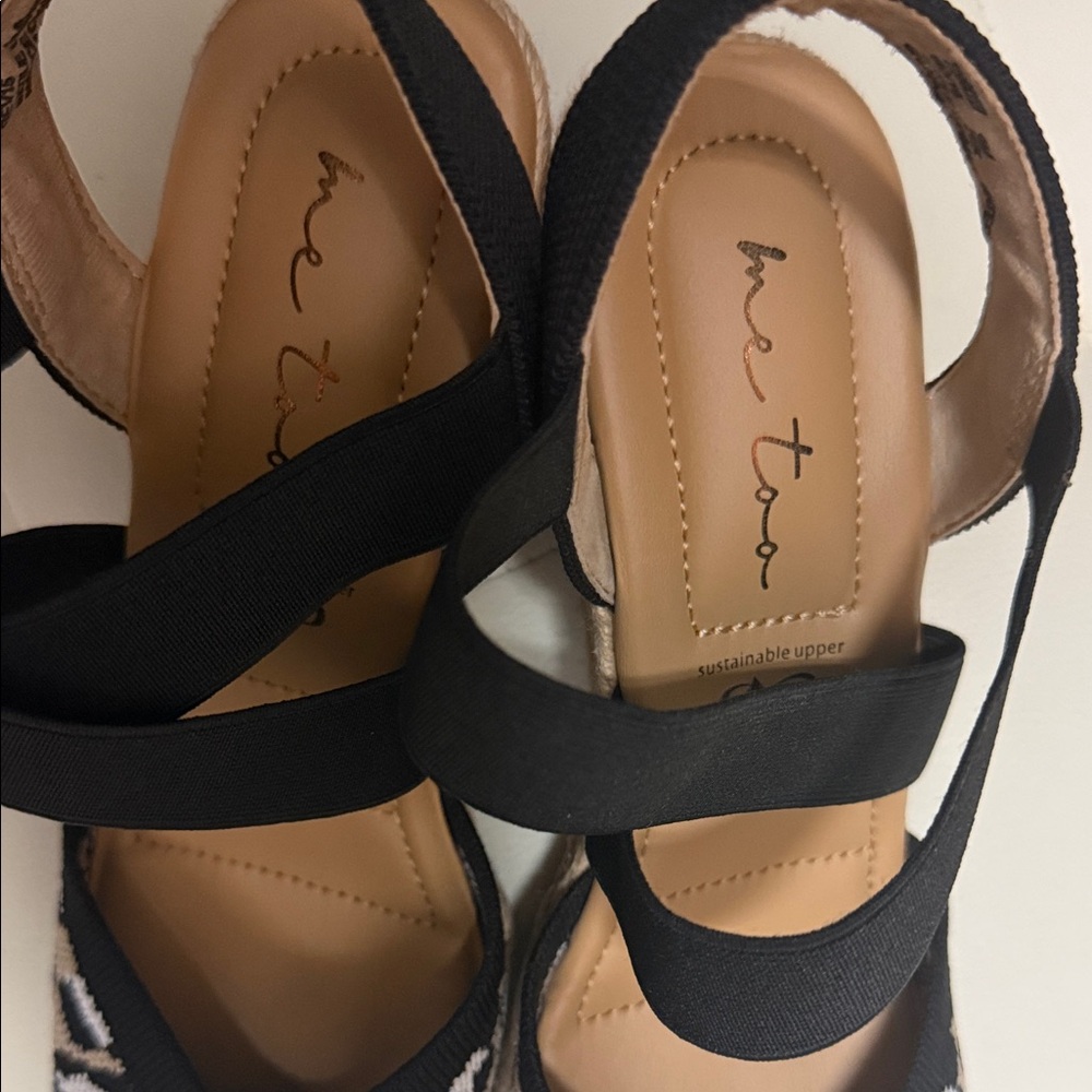 Me Too Black and Tan Espadrille Sandals - Picture 3 of 7